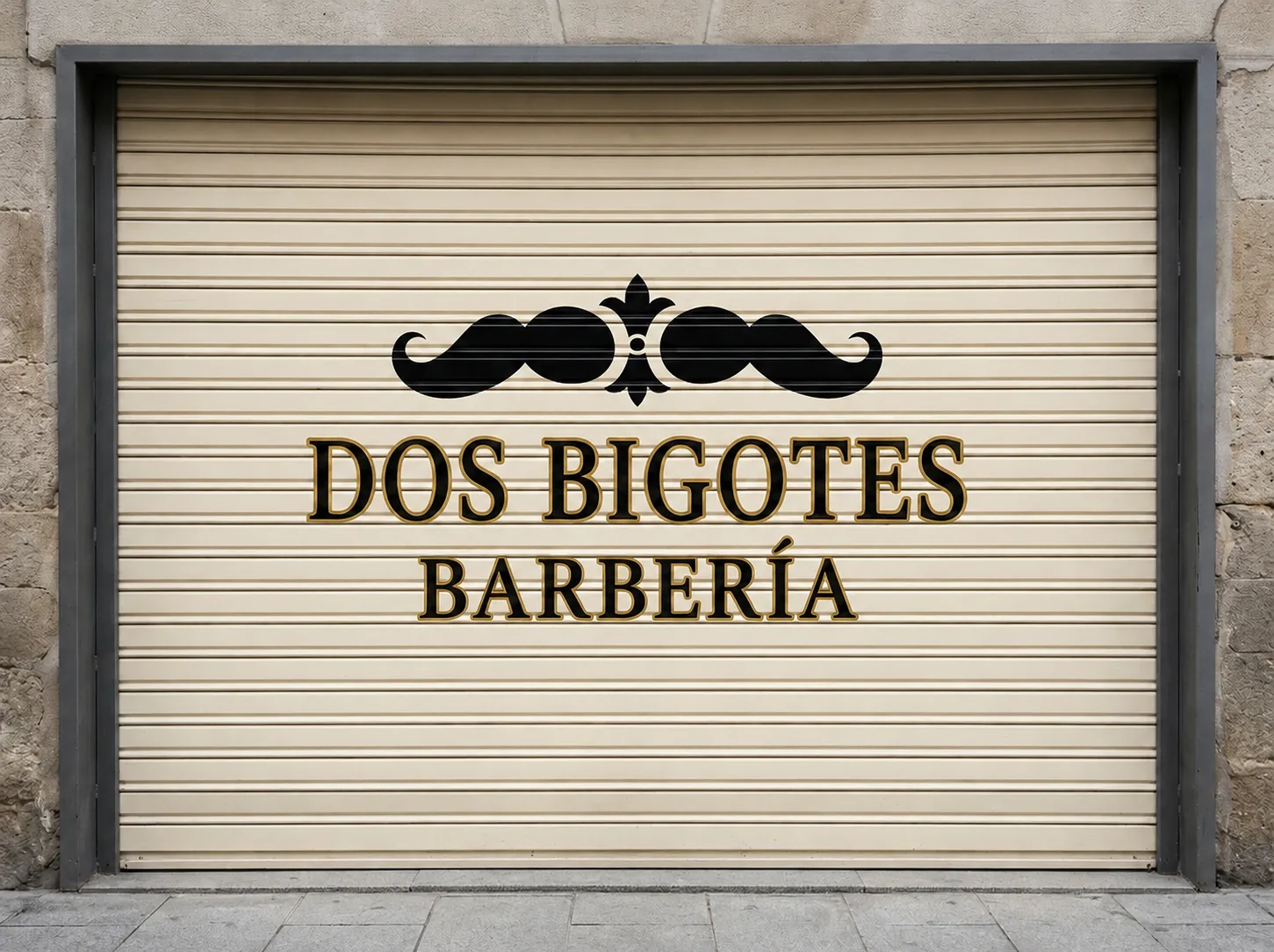 Mural fachada para Dos Bigotes Barbería en Valencia