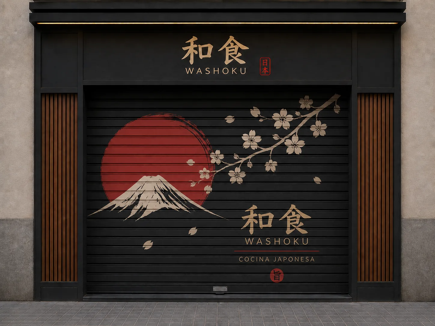 Mural publicitario para Washoku cocina japonesa en Valencia